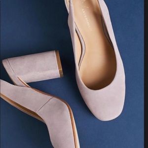 Anthropologie Suede Bow Slingback Block Heels
